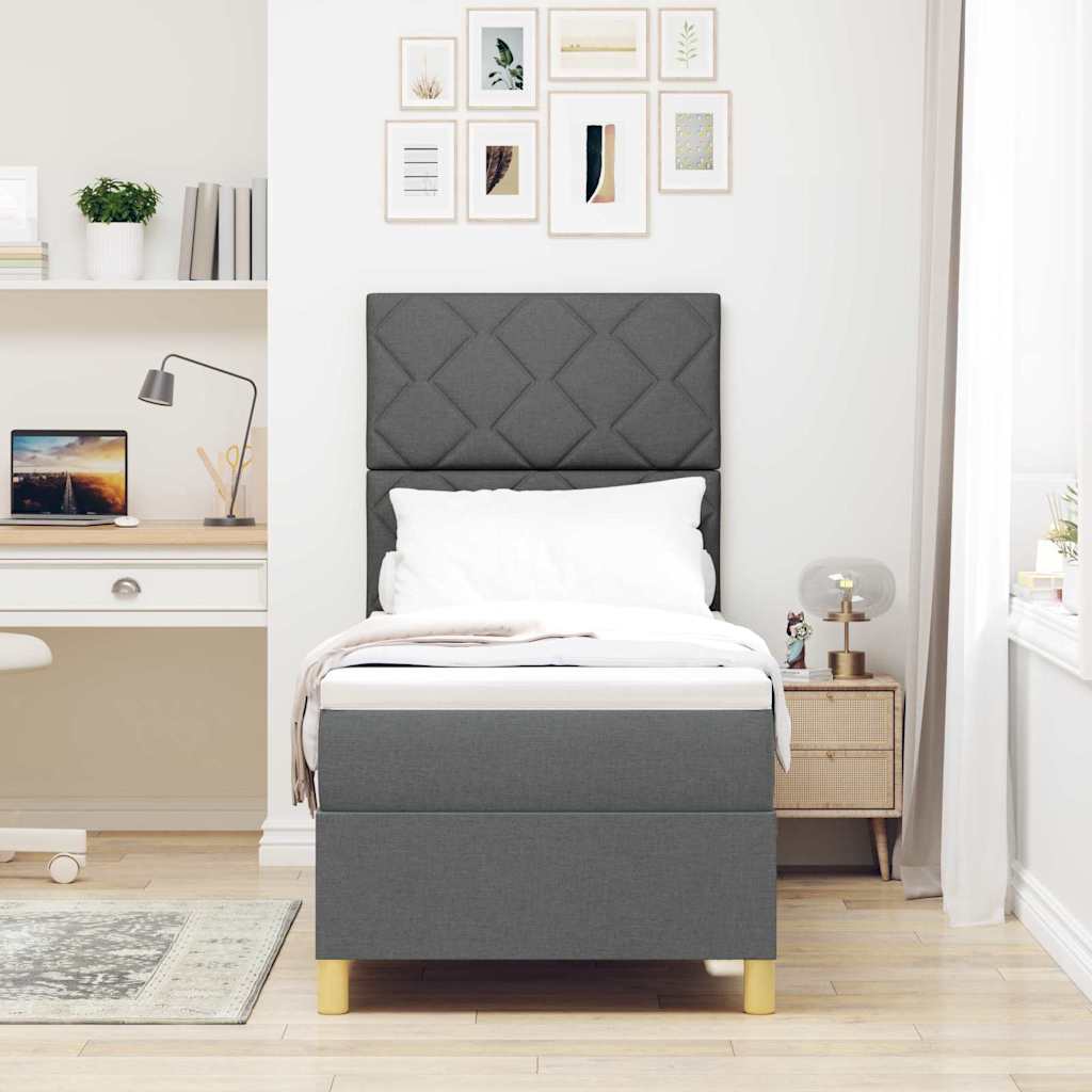 Letto a Sorgente LED Grigio scuro 80 x 200 cm Tessuto | homemem39
