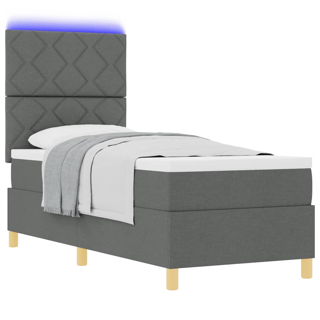 Letto a Sorgente LED Grigio scuro 80 x 200 cm Tessuto | homemem39