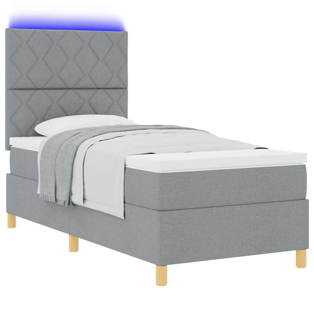 Letto a Sorgente LED Grigio chiaro 100 x 200 cm Tessuto | homemem39