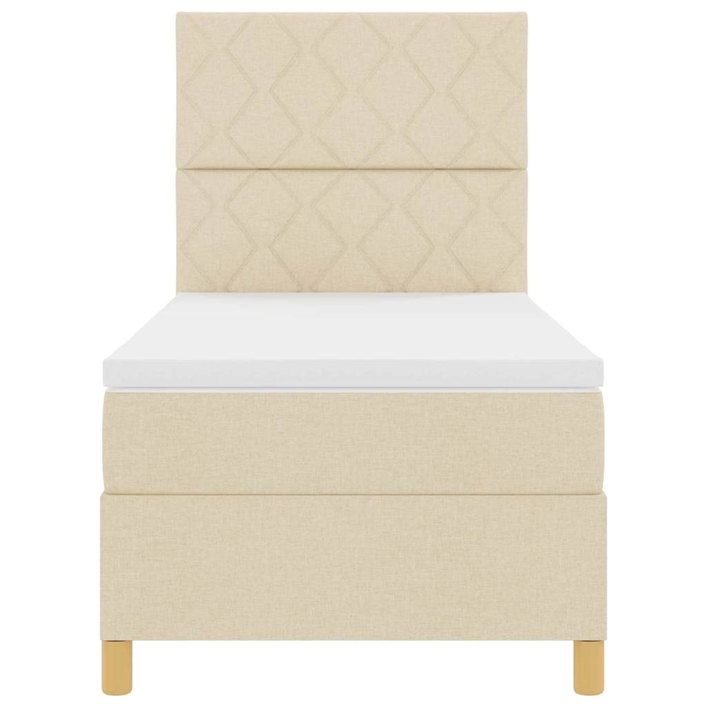 Letto a Sorgente LED con testiera Crema 100 x 200 cm Tessuto | homemem39