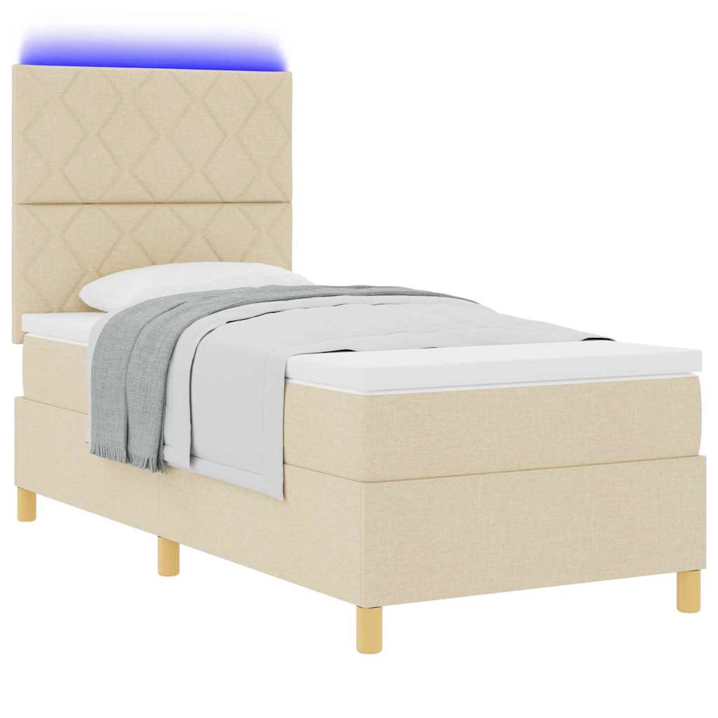 Letto a Sorgente LED con testiera Crema 100 x 200 cm Tessuto | homemem39