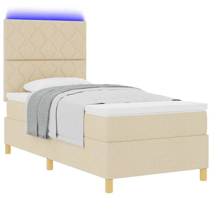 Letto a Sorgente LED con testiera Crema 100 x 200 cm Tessuto | homemem39