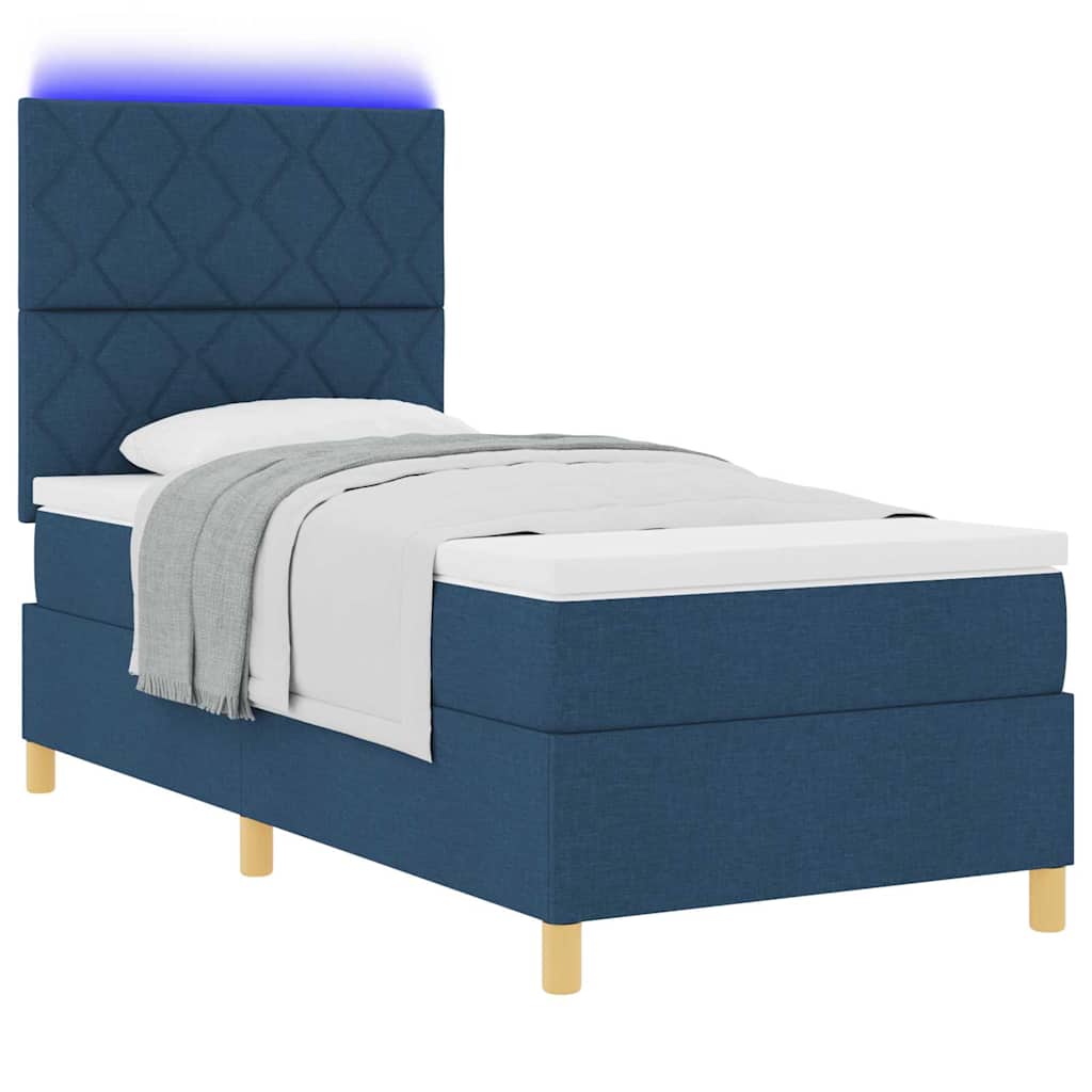 Letto a Sorgente LED con testiera Blu 100 x 200 cm Tessuto | homemem39