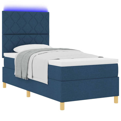 Letto a Sorgente LED con testiera Blu 100 x 200 cm Tessuto | homemem39