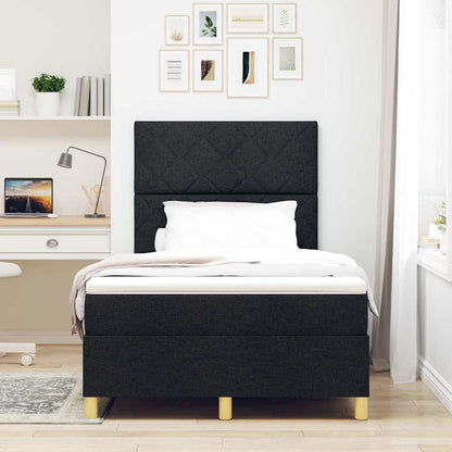 Letto a Sorgente LED con testiera Nero 120 x 190 cm Tessuto | homemem39