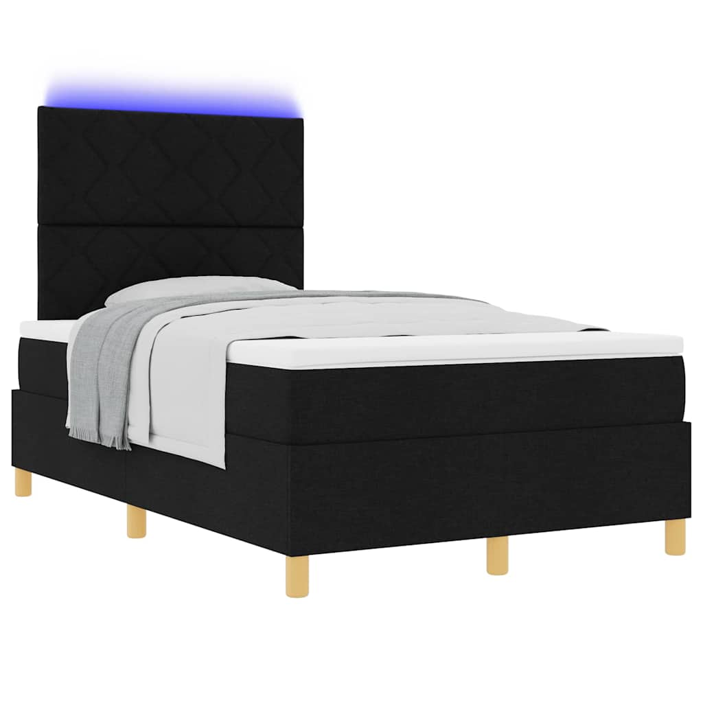 Letto a Sorgente LED con testiera Nero 120 x 190 cm Tessuto | homemem39