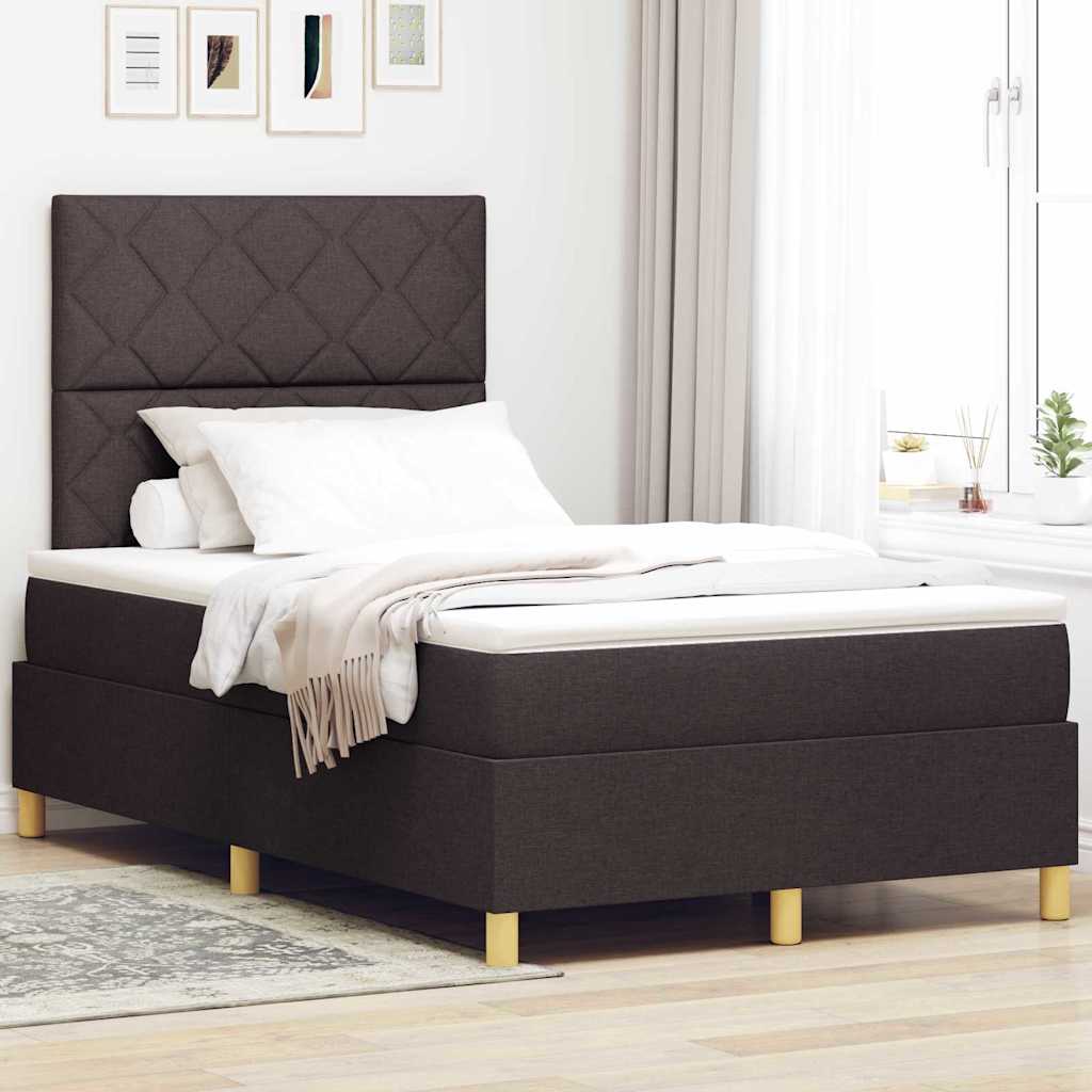 Letto a Sorgente LED Marrone Scuro 120 x 190 cm Tessuto | homemem39