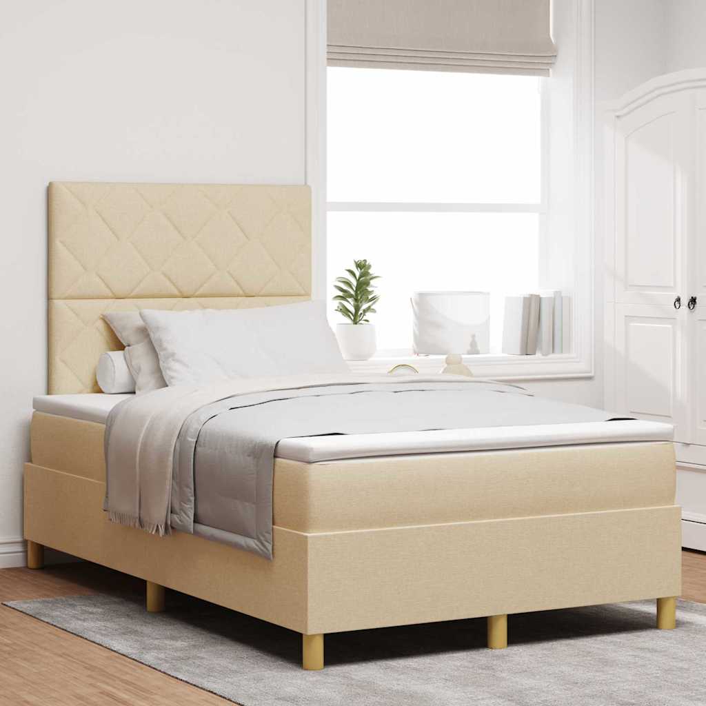 Letto a Sorgente LED con testiera Crema 120 x 190 cm Tessuto | homemem39
