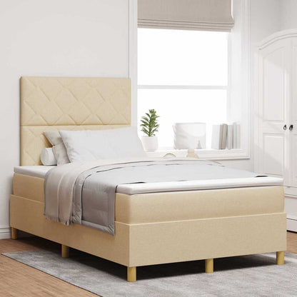 Letto a Sorgente LED con testiera Crema 120 x 190 cm Tessuto | homemem39