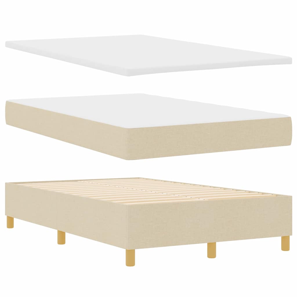 Letto a Sorgente LED con testiera Crema 120 x 190 cm Tessuto | homemem39