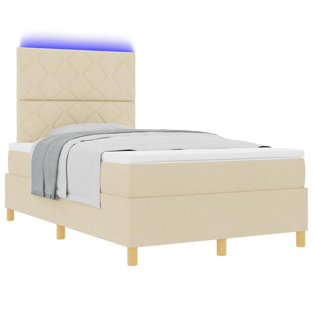 Letto a Sorgente LED con testiera Crema 120 x 190 cm Tessuto | homemem39
