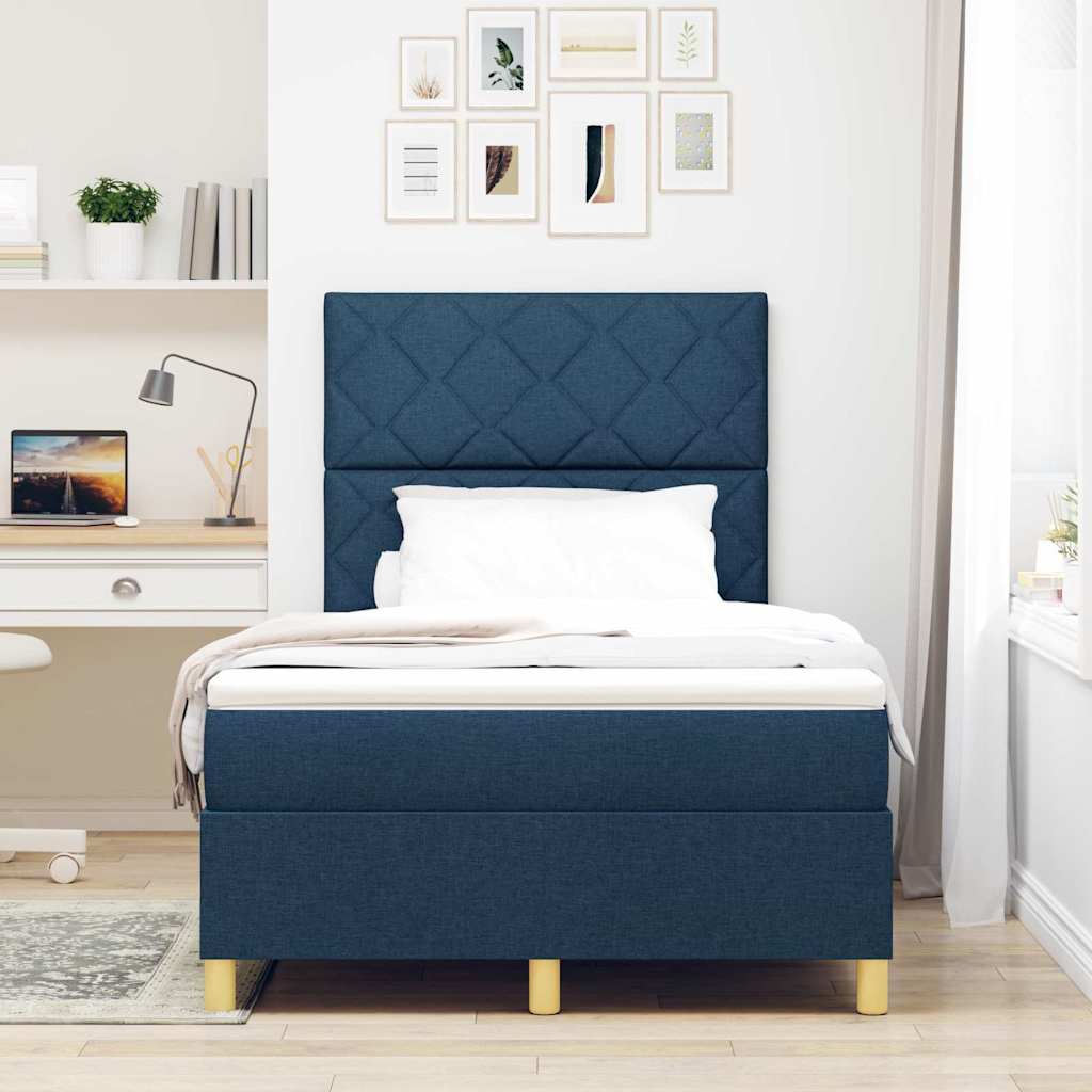 Letto a Sorgente LED con testiera Blu 120 x 190 cm Tessuto | homemem39
