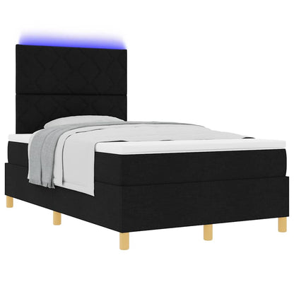 Letto a Sorgente LED con testiera Nero 120 x 200 cm Tessuto | homemem39