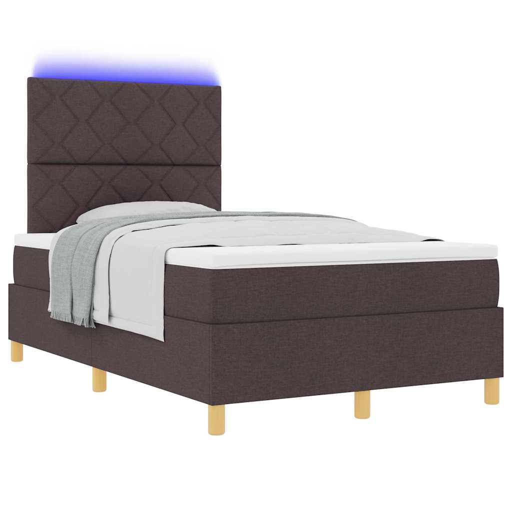 Letto a Sorgente LED Marrone Scuro 120 x 200 cm Tessuto | homemem39