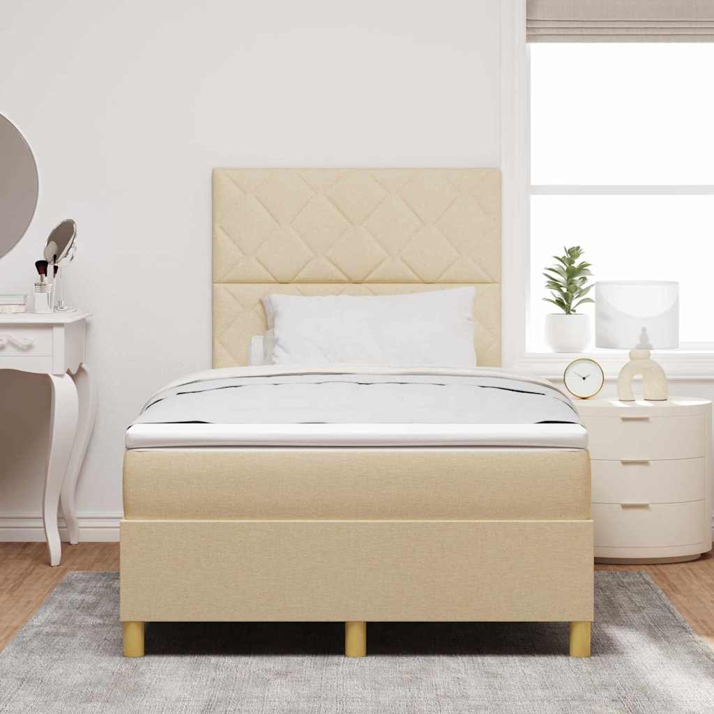 Letto a Sorgente LED con testiera Crema 120 x 200 cm Tessuto | homemem39