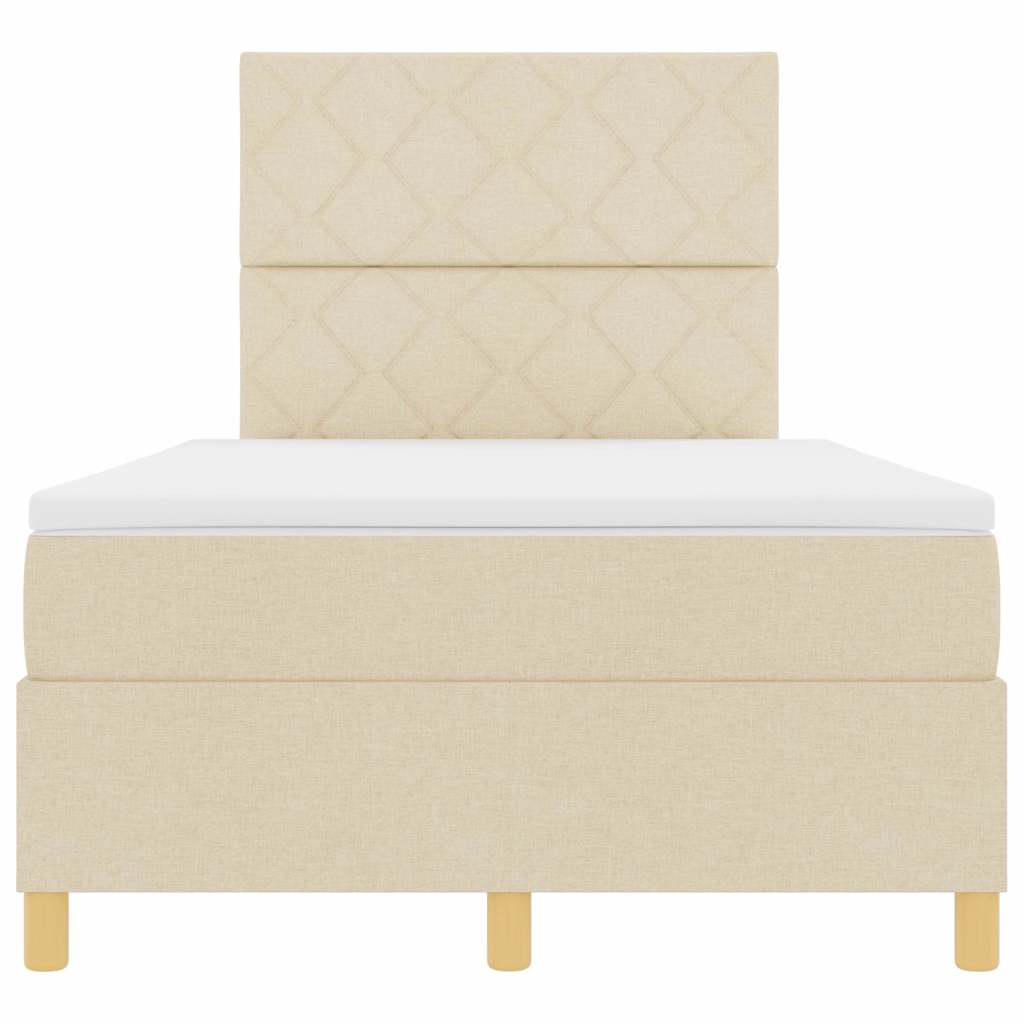 Letto a Sorgente LED con testiera Crema 120 x 200 cm Tessuto | homemem39