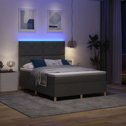Letto a Sorgente LED Grigio scuro 140 x 190 cm Tessuto | homemem39