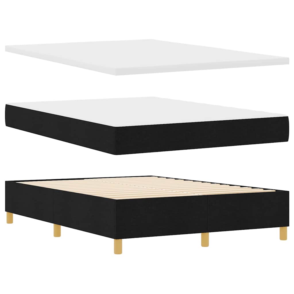 Letto a Sorgente LED con testiera Nero 140 x 190 cm Tessuto | homemem39