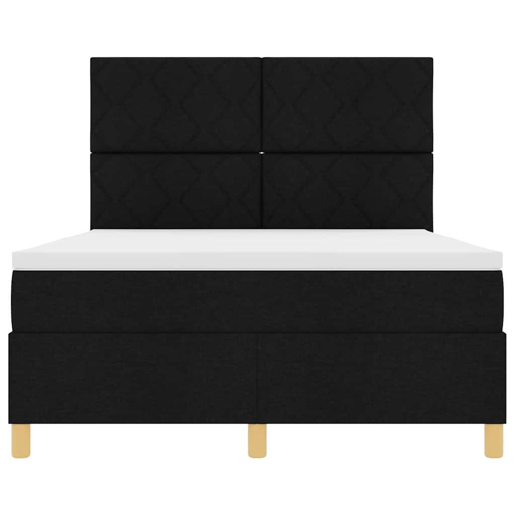Letto a Sorgente LED con testiera Nero 140 x 190 cm Tessuto | homemem39
