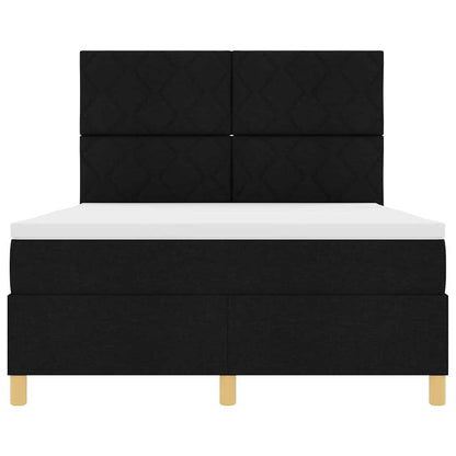 Letto a Sorgente LED con testiera Nero 140 x 190 cm Tessuto | homemem39