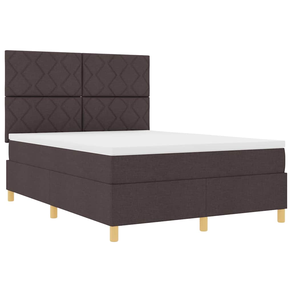 Letto a Sorgente LED Marrone Scuro 140 x 190 cm Tessuto | homemem39