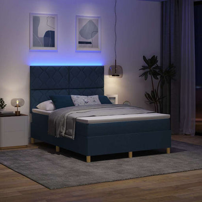 Letto a Sorgente LED con testiera Blu 140 x 200 cm Tessuto | homemem39