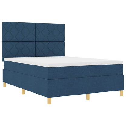 Letto a Sorgente LED con testiera Blu 140 x 200 cm Tessuto | homemem39