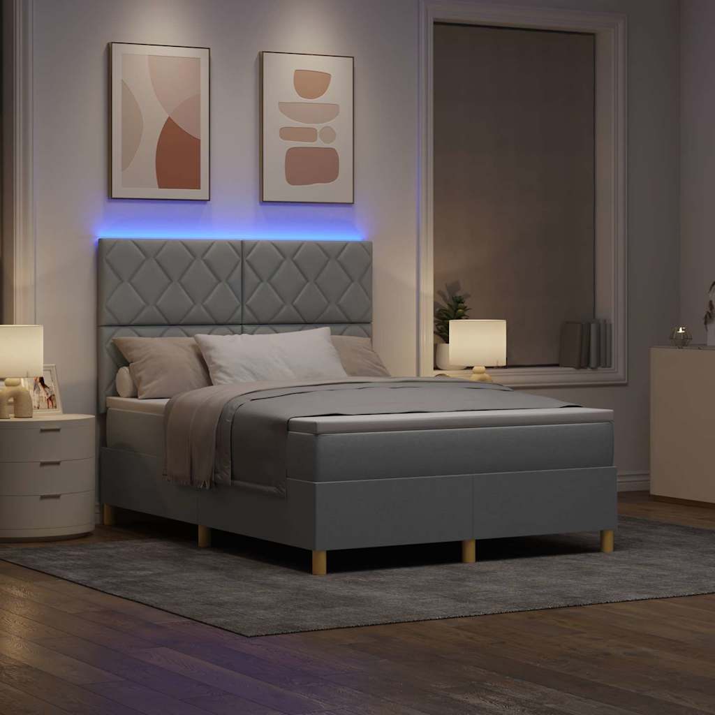 Letto a Sorgente LED Grigio chiaro 160 x 200 cm Tessuto | homemem39