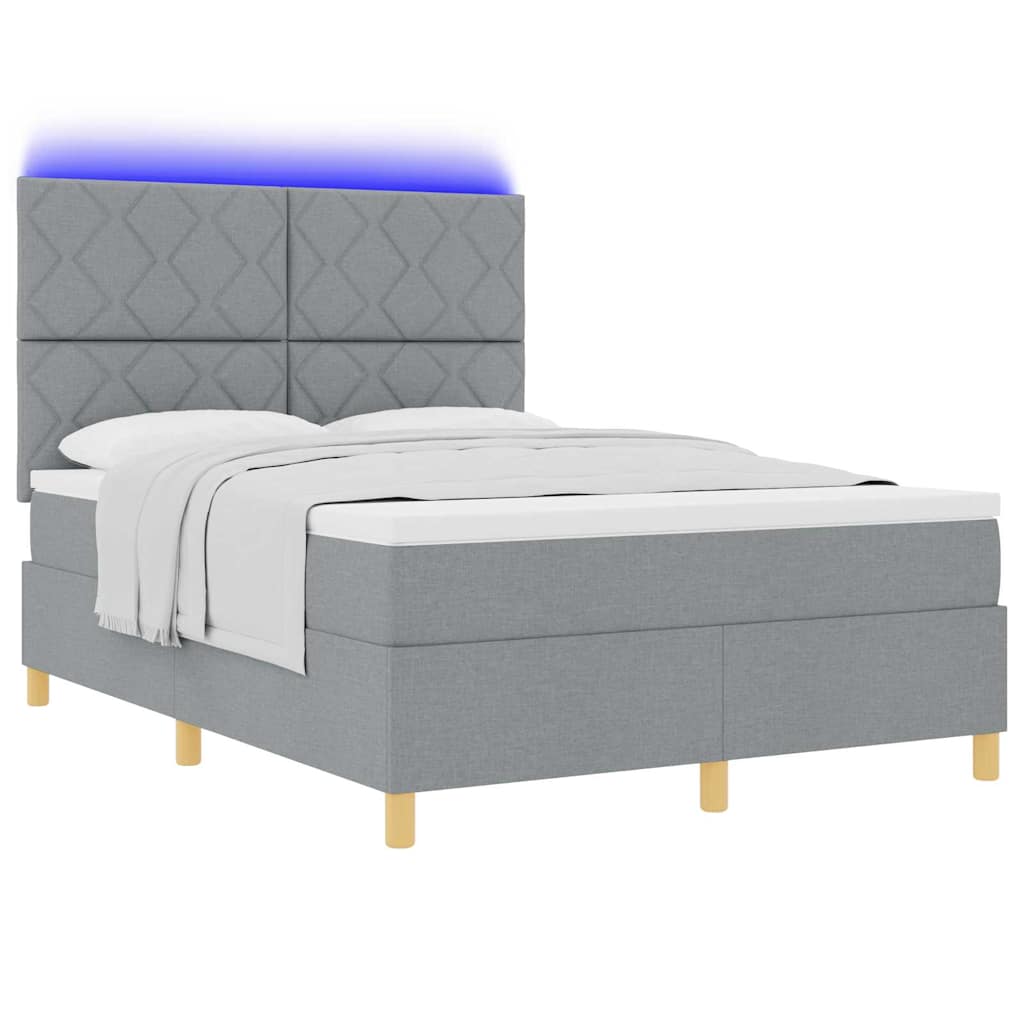 Letto a Sorgente LED Grigio chiaro 160 x 200 cm Tessuto | homemem39