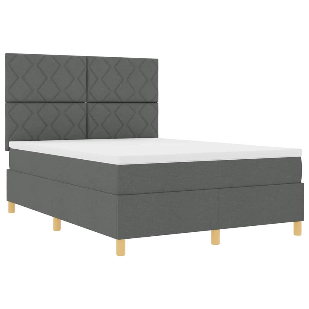 Letto a Sorgente LED Grigio scuro 160 x 200 cm Tessuto | homemem39