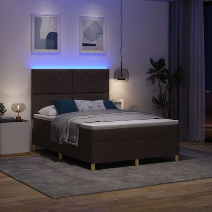Letto a Sorgente LED Marrone Scuro 160 x 200 cm Tessuto | homemem39