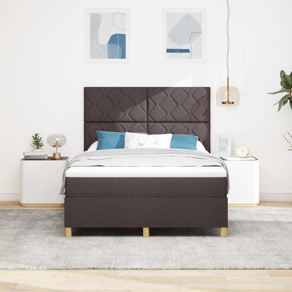 Letto a Sorgente LED Marrone Scuro 160 x 200 cm Tessuto | homemem39
