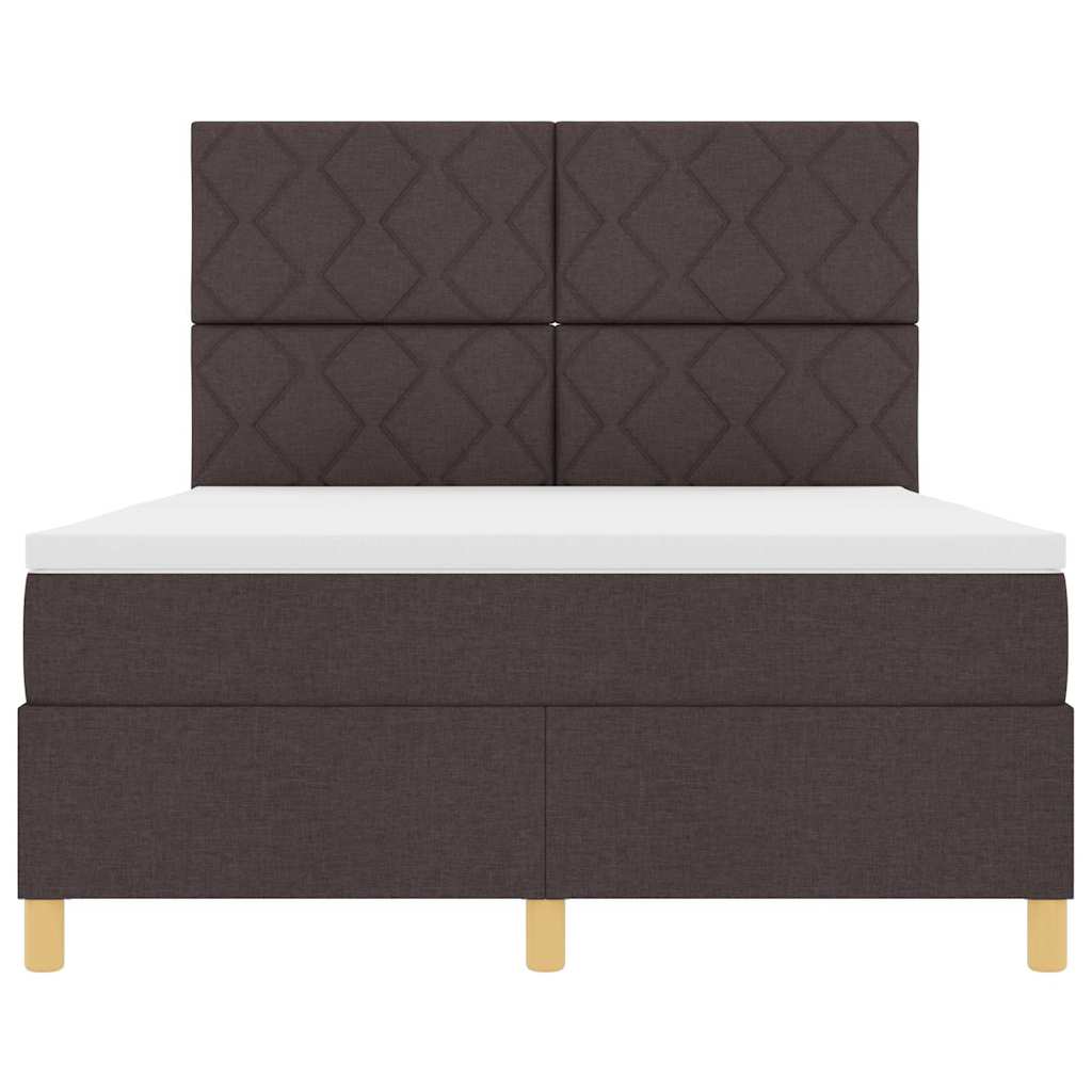 Letto a Sorgente LED Marrone Scuro 160 x 200 cm Tessuto | homemem39