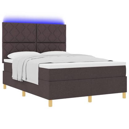 Letto a Sorgente LED Marrone Scuro 160 x 200 cm Tessuto | homemem39