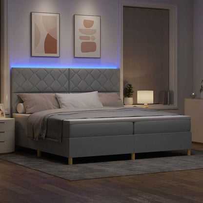 Letto a Sorgente LED Grigio chiaro 200 x 200 cm Tessuto | homemem39
