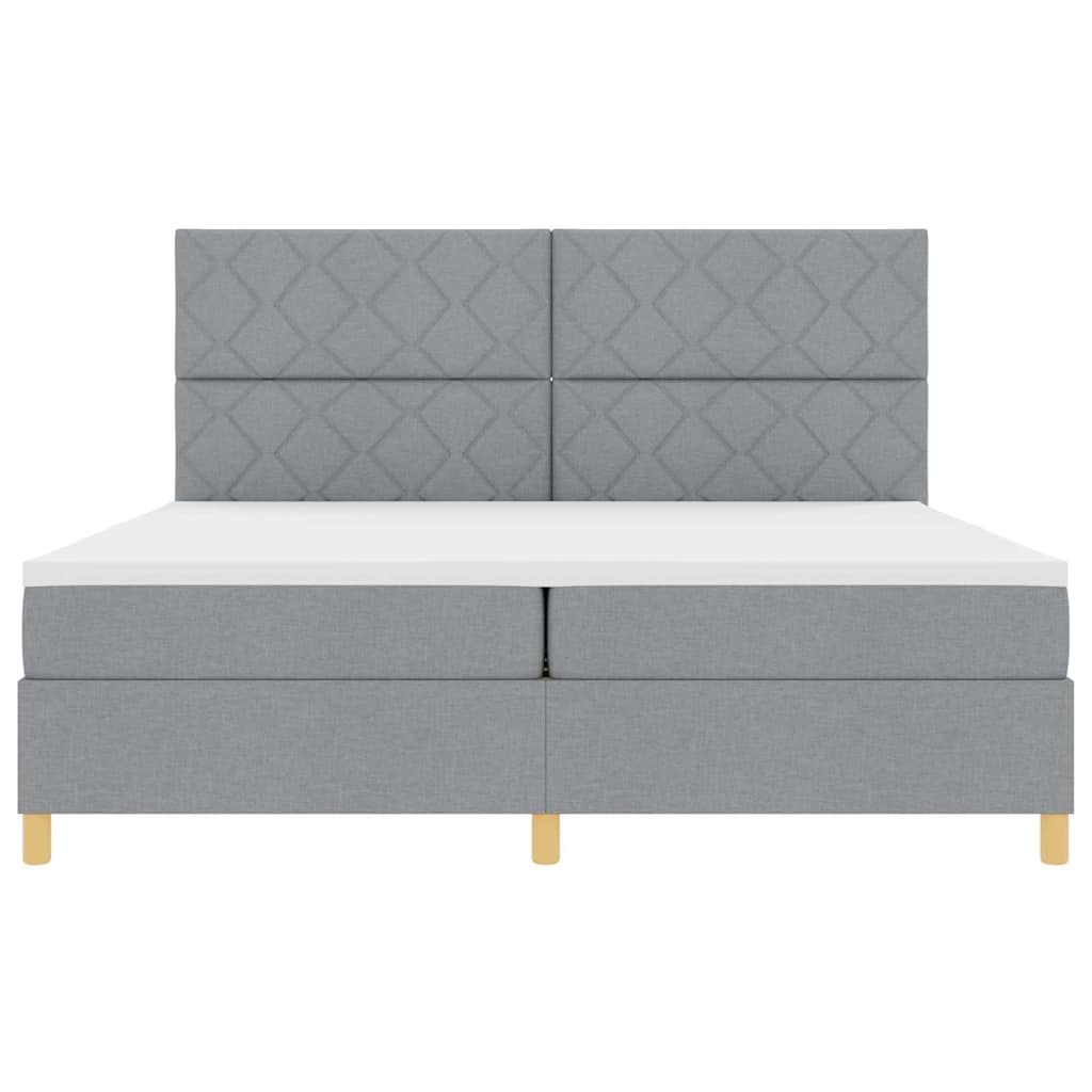 Letto a Sorgente LED Grigio chiaro 200 x 200 cm Tessuto | homemem39