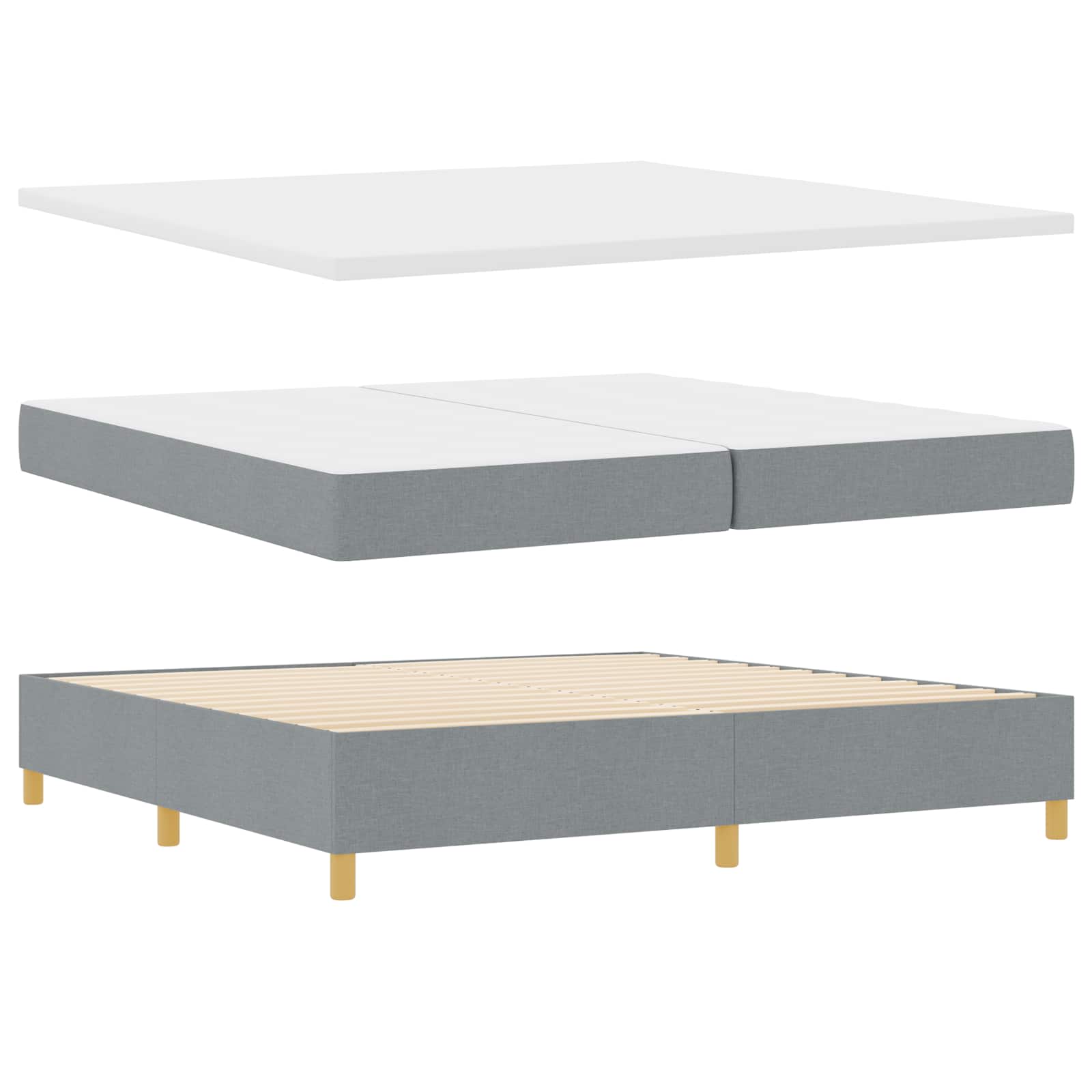 Letto a Sorgente LED Grigio chiaro 200 x 200 cm Tessuto | homemem39