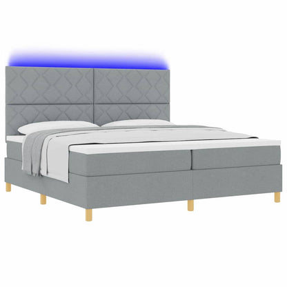 Letto a Sorgente LED Grigio chiaro 200 x 200 cm Tessuto | homemem39