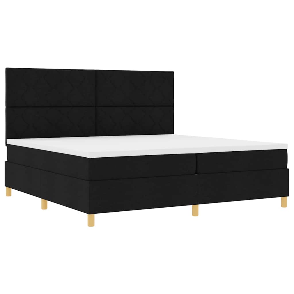 Letto a Sorgente LED con testiera Nero 200 x 200 cm Tessuto | homemem39
