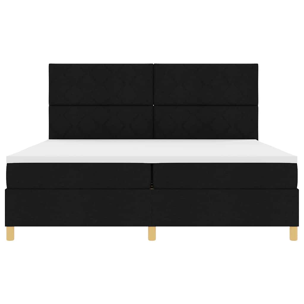 Letto a Sorgente LED con testiera Nero 200 x 200 cm Tessuto | homemem39