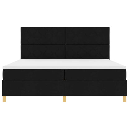 Letto a Sorgente LED con testiera Nero 200 x 200 cm Tessuto | homemem39