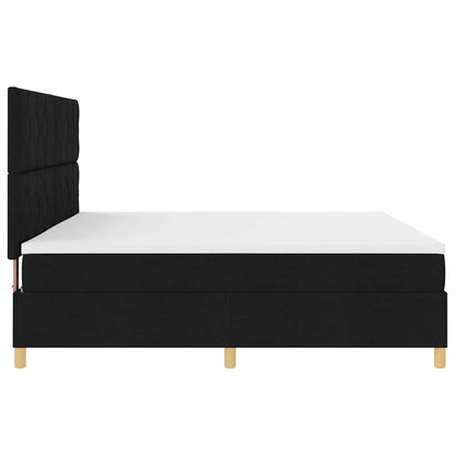 Letto a Sorgente LED con testiera Nero 200 x 200 cm Tessuto | homemem39