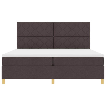 Letto a Sorgente LED Marrone Scuro 200 x 200 cm Tessuto | homemem39