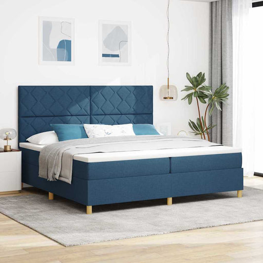Letto a Sorgente LED con testiera Blu 200 x 200 cm Tessuto | homemem39