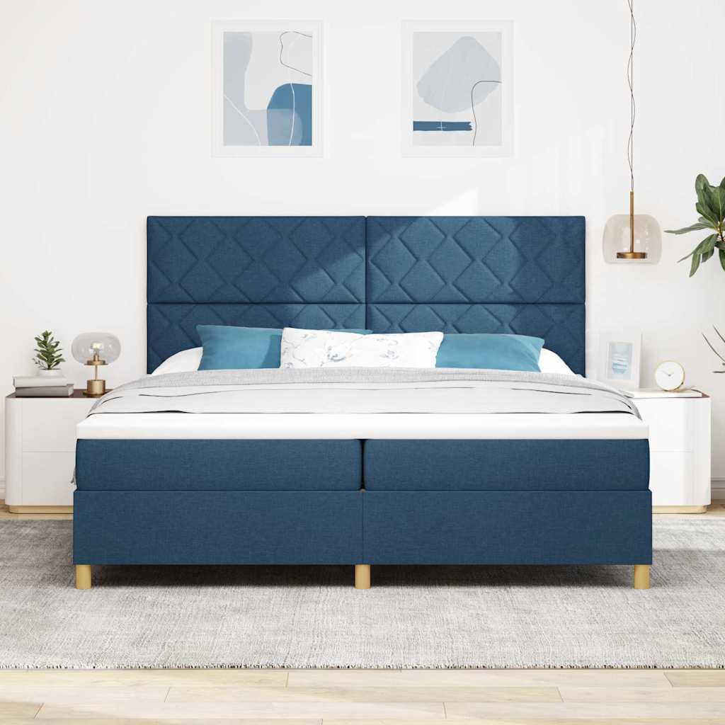 Letto a Sorgente LED con testiera Blu 200 x 200 cm Tessuto | homemem39
