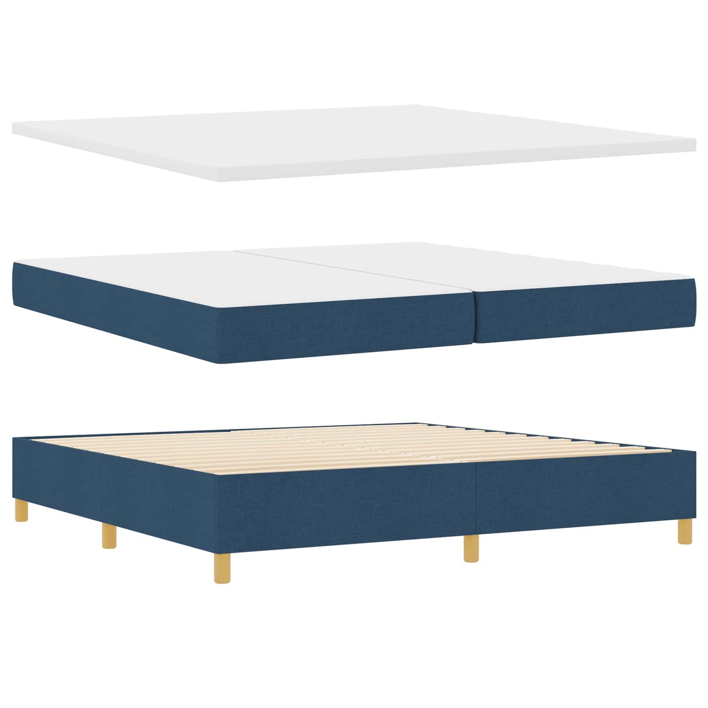 Letto a Sorgente LED con testiera Blu 200 x 200 cm Tessuto | homemem39