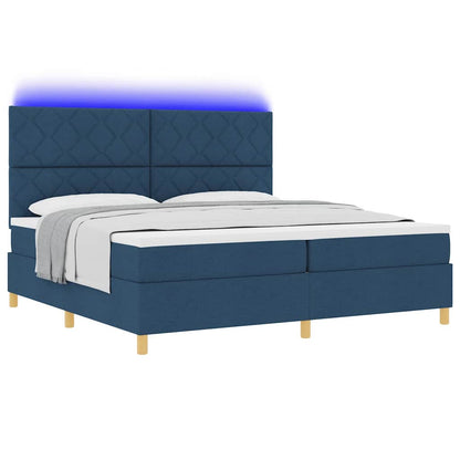 Letto a Sorgente LED con testiera Blu 200 x 200 cm Tessuto | homemem39