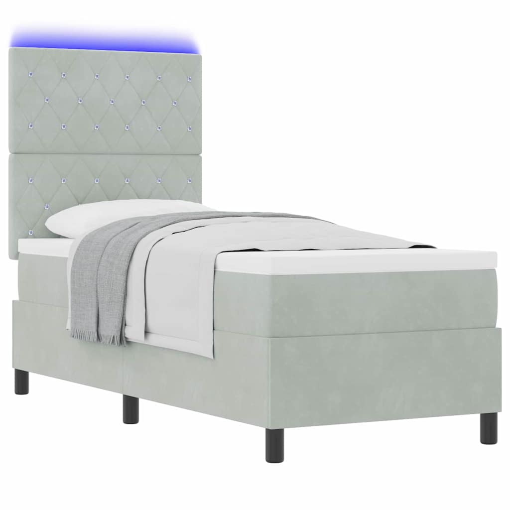 Letto a Sorgente LED Grigio chiaro 80 x 200 cm Tessuto | homemem39