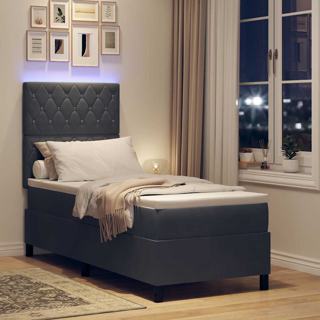Letto a Sorgente LED Grigio scuro 80 x 200 cm Tessuto | homemem39