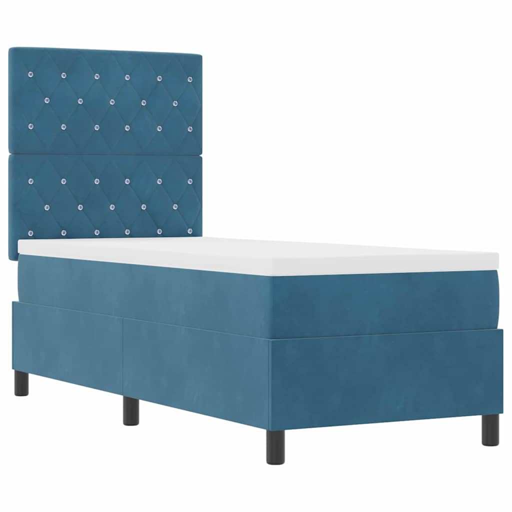 Letto a Sorgente LED con testiera Blu Scuro 80 x 200 cm Tessuto